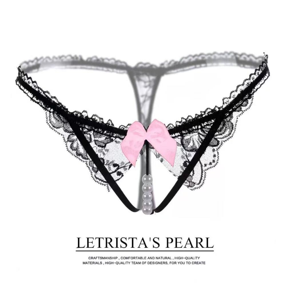 Women's Bow Lace Thong Hollow Out Low Rise Sexy Lingerie